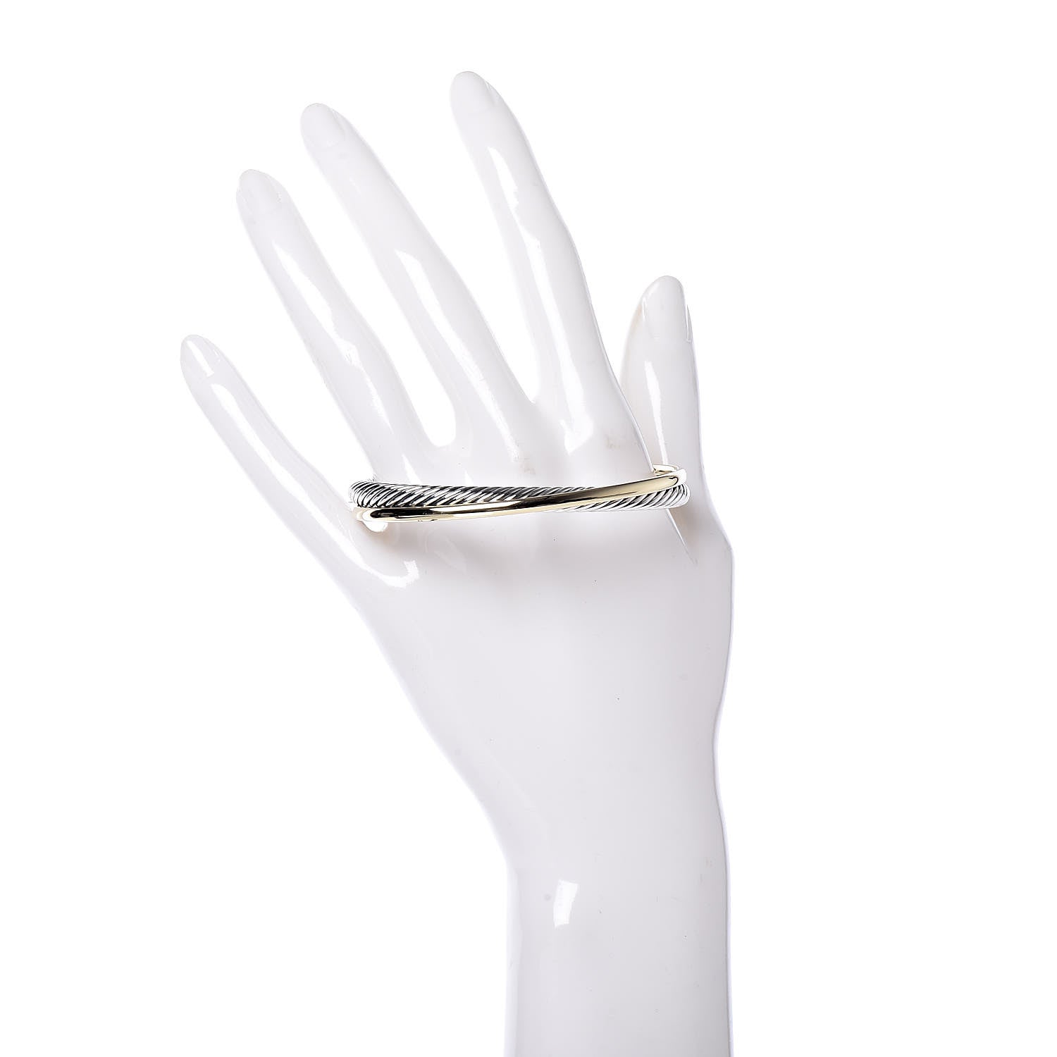 David Yurman Sterling Silver 18K Yellow Gold 5mm Crossover Cuff 2 of 5