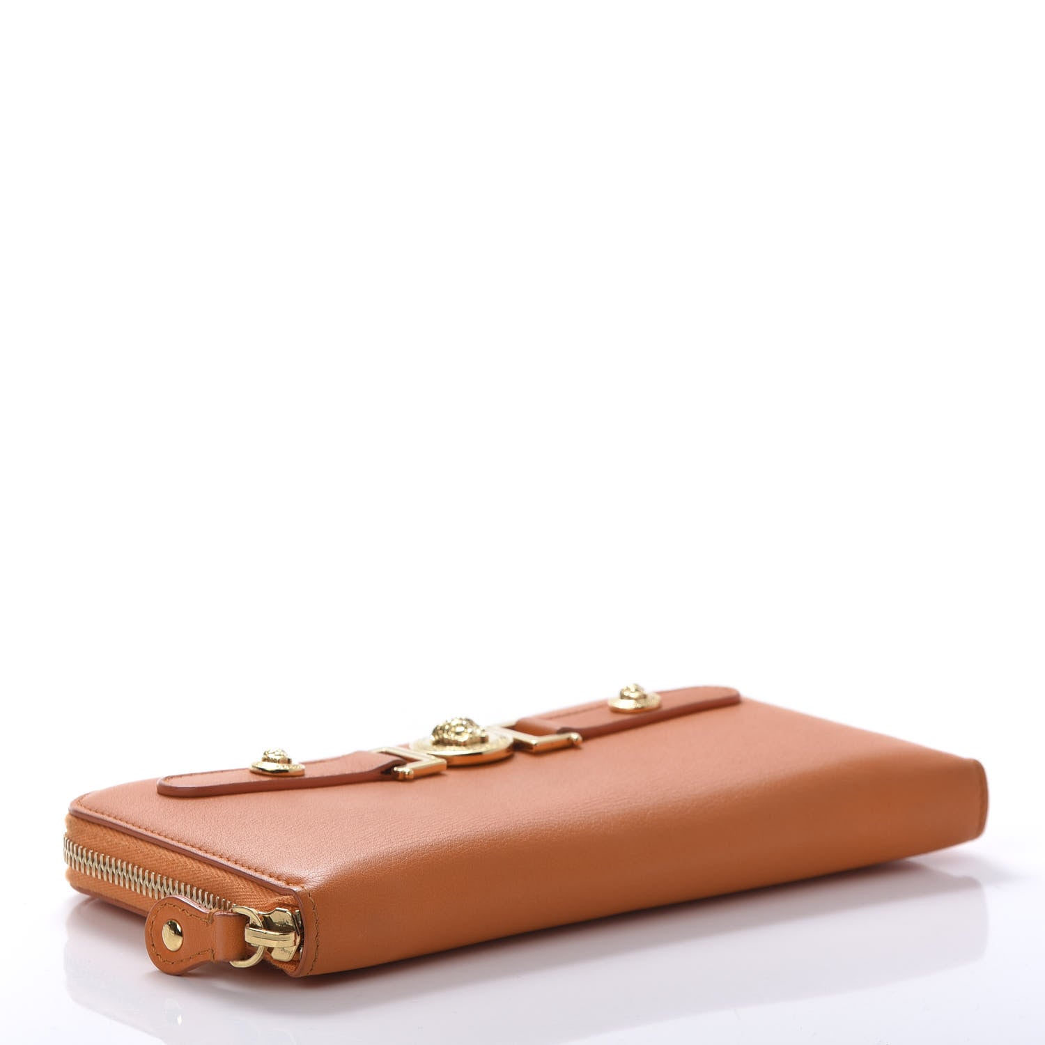 Versace Calfskin Tribute Zip Around Wallet Orange 4 of 9