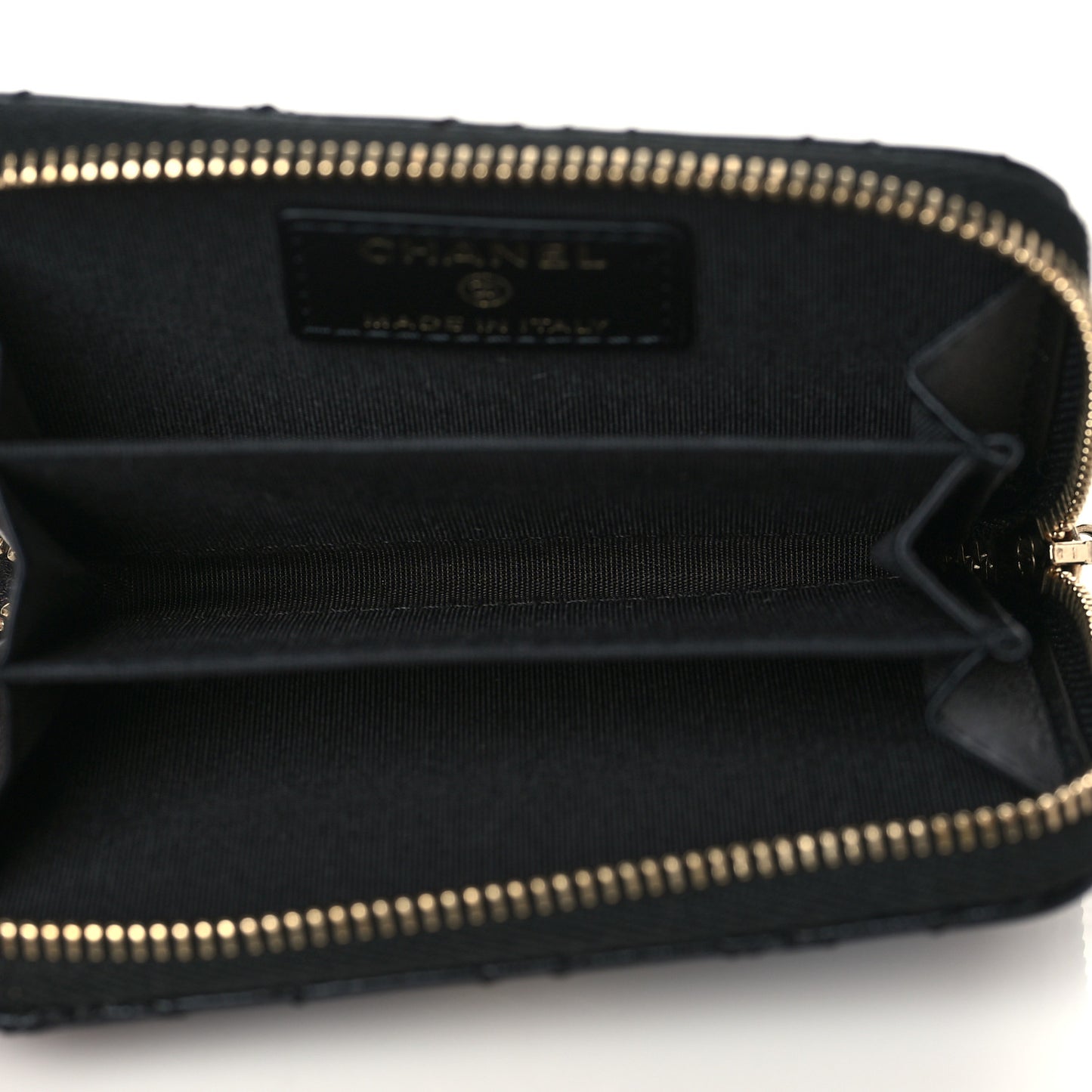 Lambskin Camellia Embossed Zip Coin Purse Black