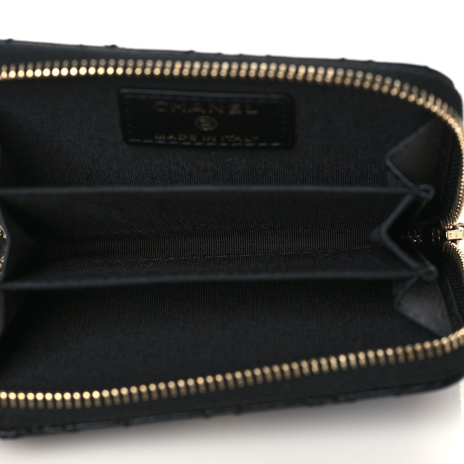 Chanel Lambskin Camellia Embossed Zip Coin Purse Black 5 of 9