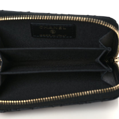 Chanel Lambskin Camellia Embossed Zip Coin Purse Black 5 of 9