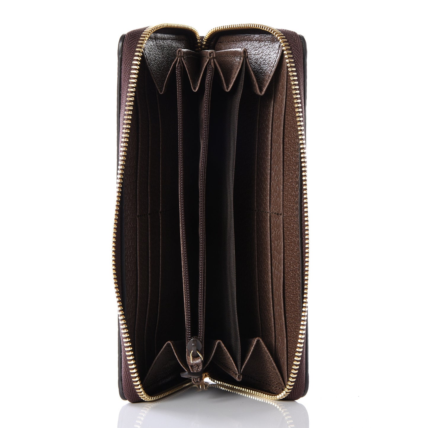 GG Supreme Monogram Web Ophidia Zip Around Wallet Brown