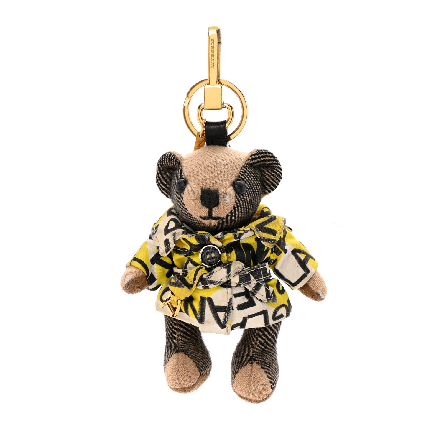 Cashmere Graffiti Print Thomas Trench Teddy Bear Keychain Charm Yellow