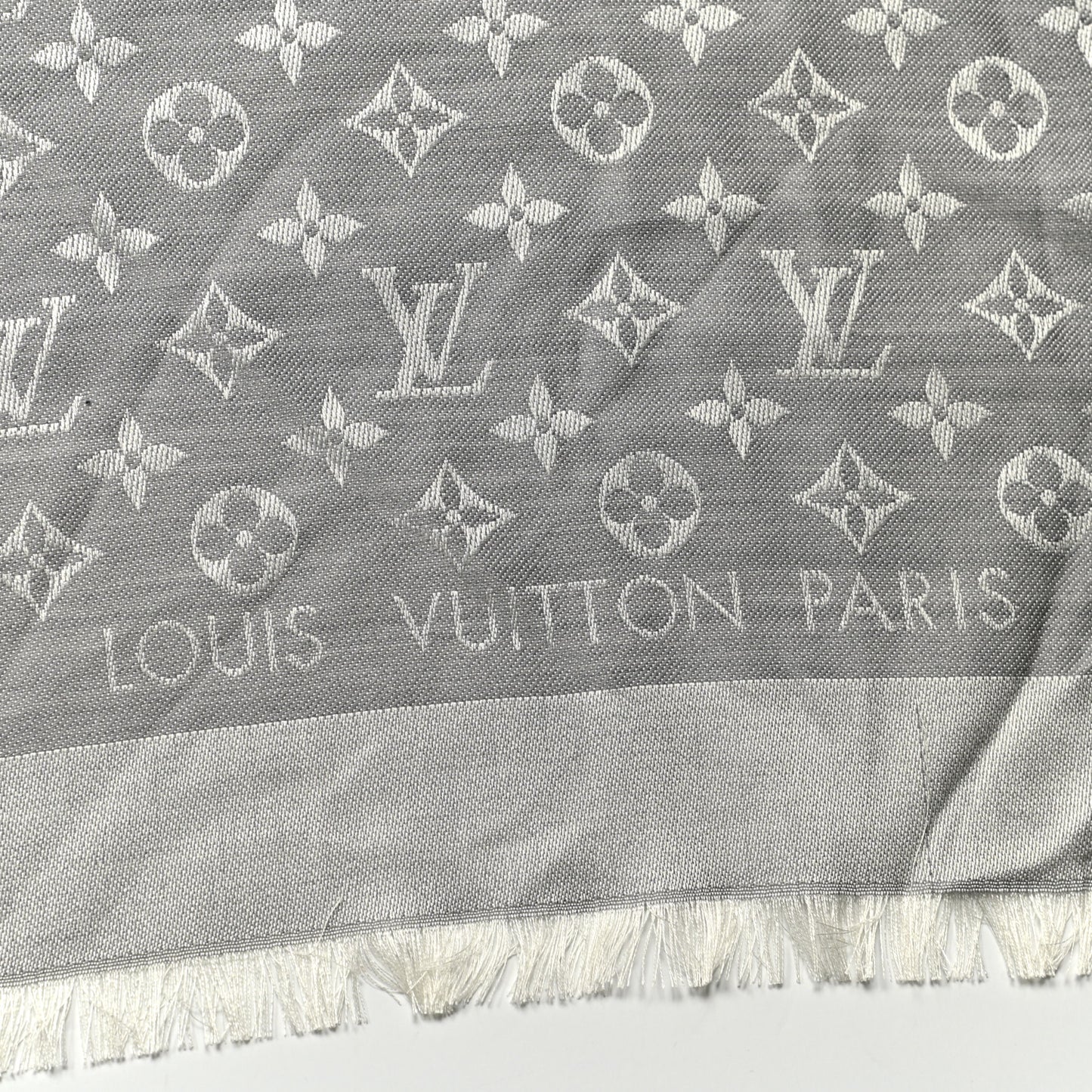 Silk Lurex Wool Monogram Shine Shawl Charcoal Grey