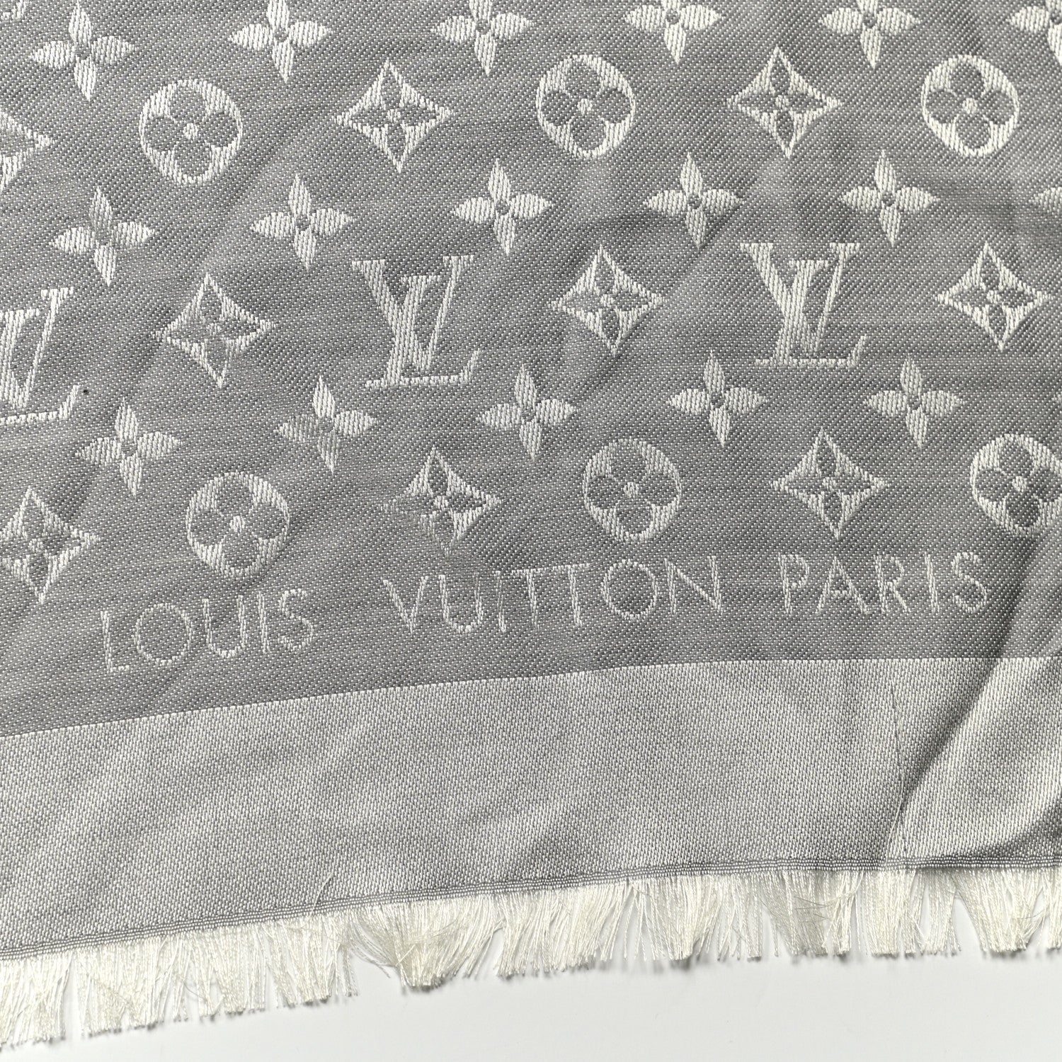 Louis Vuitton Silk Lurex Wool Monogram Shine Shawl Charcoal Grey 2 of 3