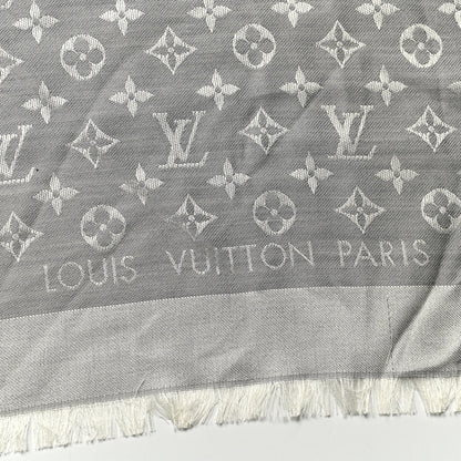 Louis Vuitton Silk Lurex Wool Monogram Shine Shawl Charcoal Grey 2 of 3
