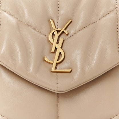 Saint Laurent Lambskin Quilted Toy Loulou Puffer Monogram Chain Satchel Dark Beige 9 of 11