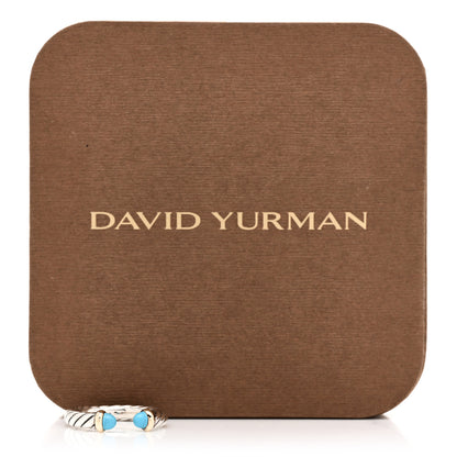 David Yurman Sterling Silver 14K Yellow Gold Turquoise Petite Cable Open Ring 50 5.5 5 of 5