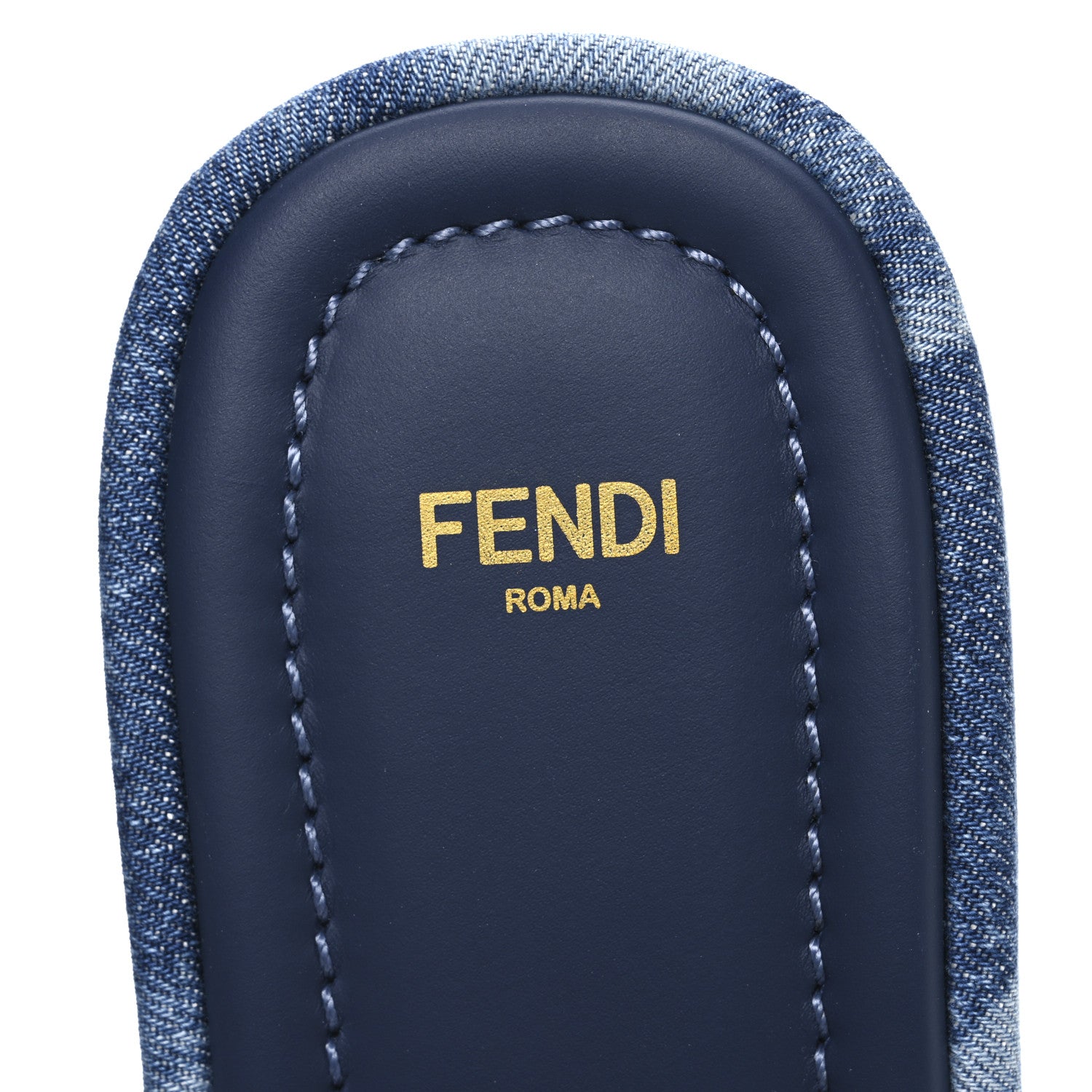 Fendi Denim Sea Garden Logo Sunshine Flatform Slide Sandals 38.5 Blue Medium Dark Blue 9 of 11