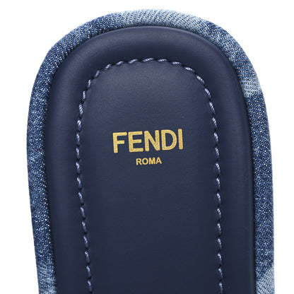 Fendi Denim Sea Garden Logo Sunshine Flatform Slide Sandals 38.5 Blue Medium Dark Blue 9 of 11