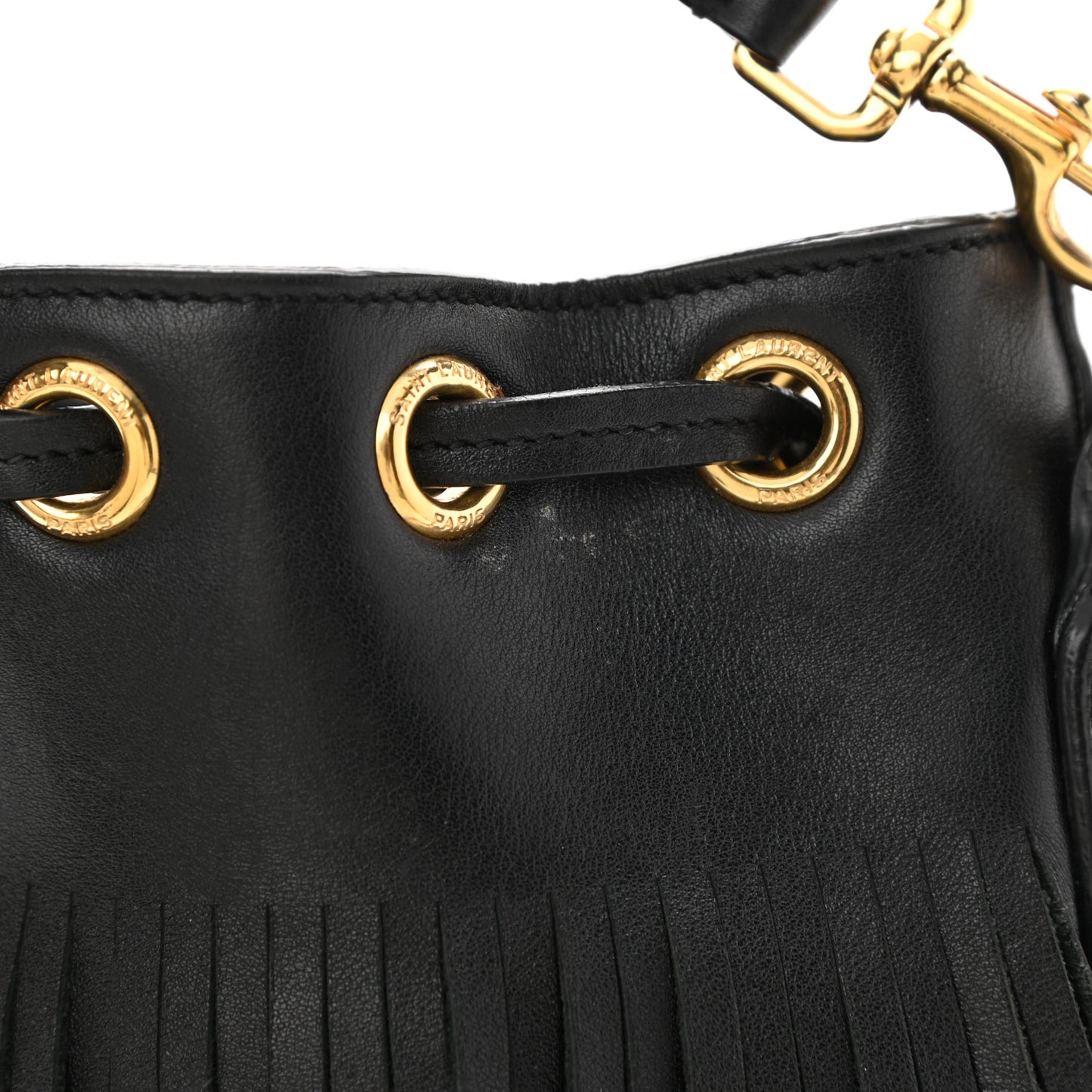 Calfskin Small Emmanuelle Fringe Hobo Bag Black