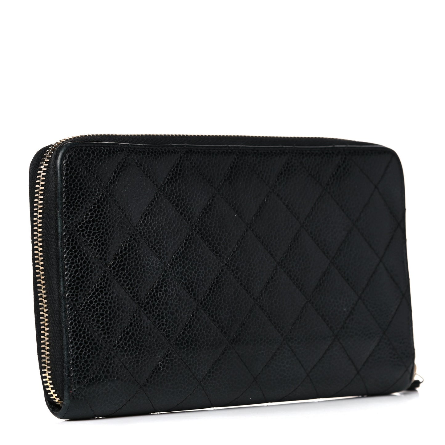 Caviar Quilted Large Zip Around Organizer Wallet Black