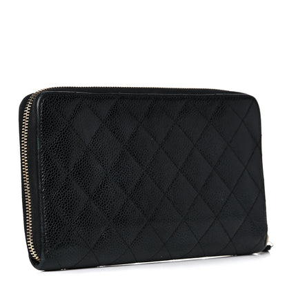 Chanel Caviar Quilted Large Zip Around Organizer Wallet Black 3 of 18