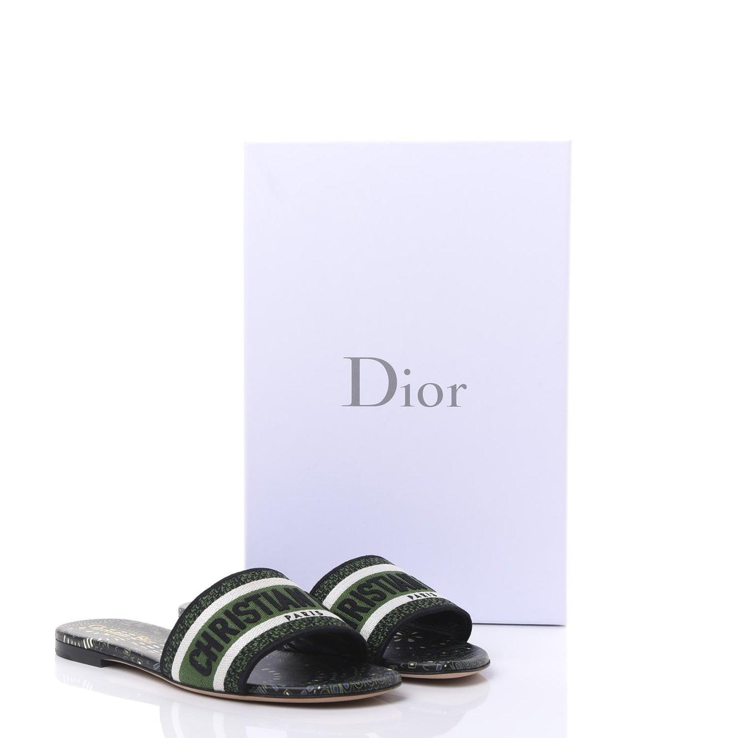Canvas Embroidered Animals Dway Mules Slide Sandals 37 Green