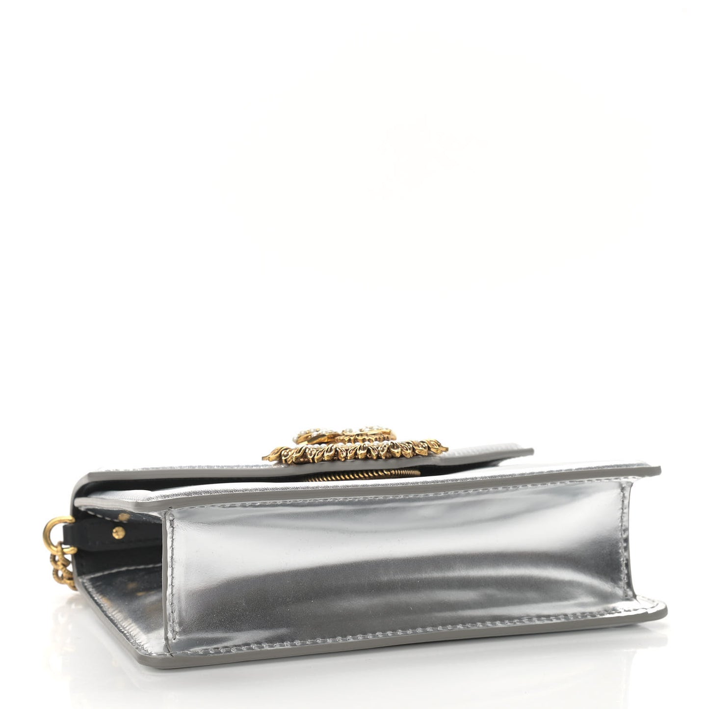 Metallic Nappa Small Devotion Top Handle Bag Silver