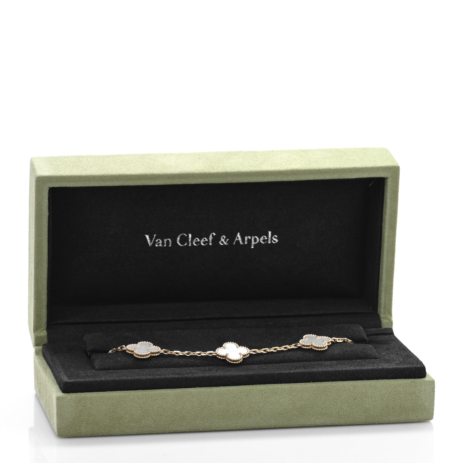 Van Cleef & Arpels 18K Yellow Gold Mother of Pearl 5 Motifs Vintage Alhambra Bracelet 4 of 4
