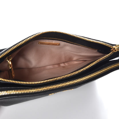 Miu Miu Goatskin Madras Double Zip Crossbody Bag Nero Black 5 of 8