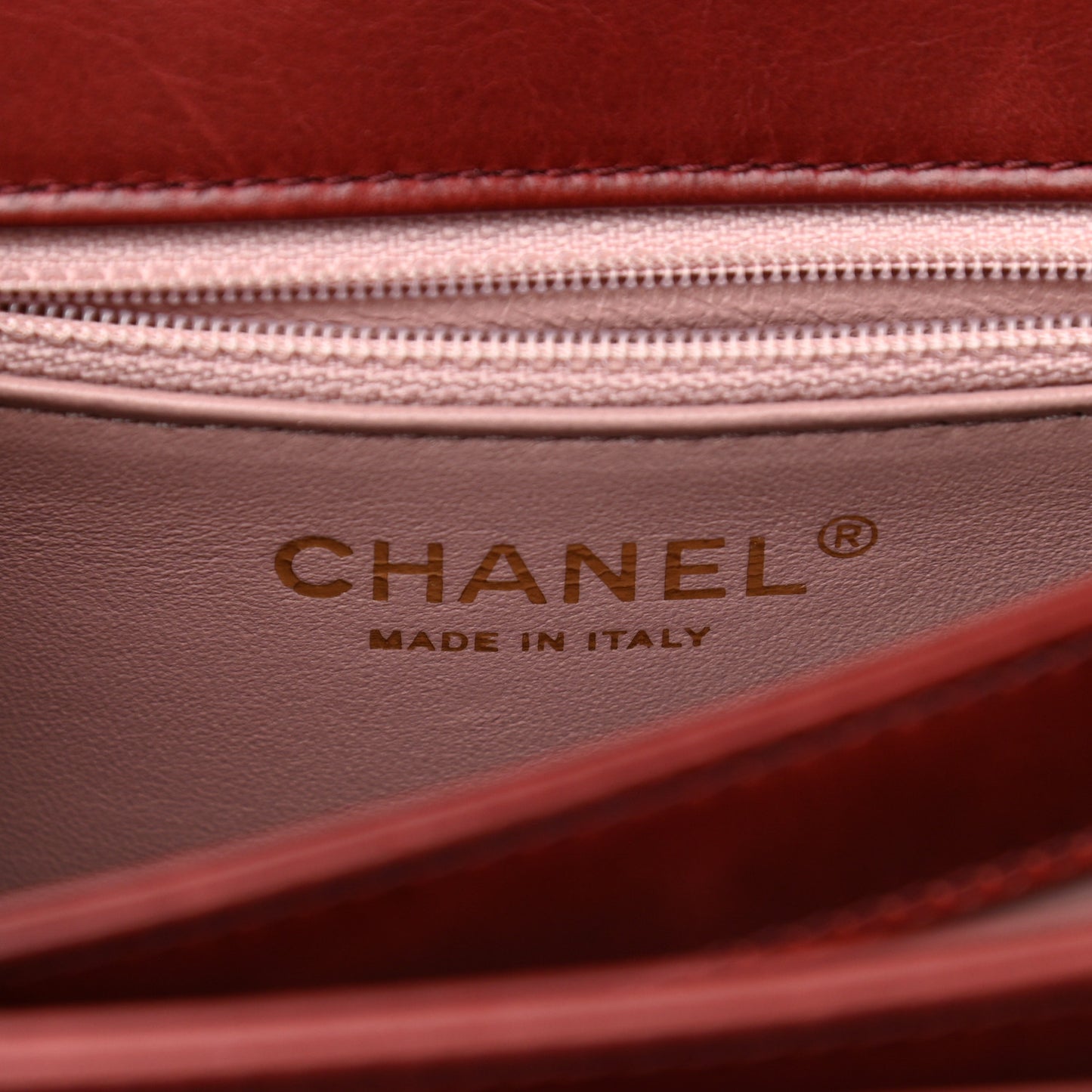 Iridescent Calfskin Quilted Small Straight Lined Flap Red
