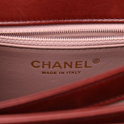 Chanel Iridescent Calfskin Quilted Small Straight Lined Flap Red 6 of 14