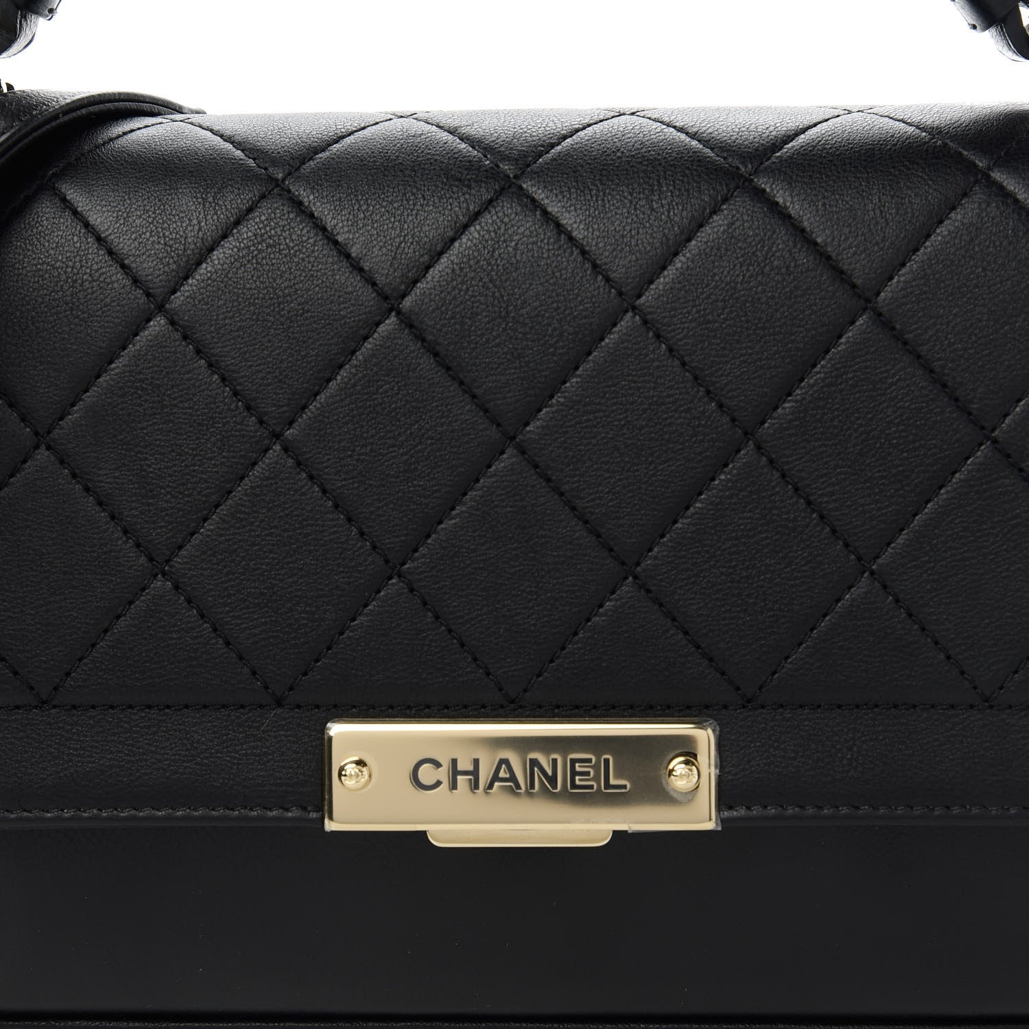 Chanel Grained Calfskin Quilted Medium Label Click Flap Bag Black 10 of 11