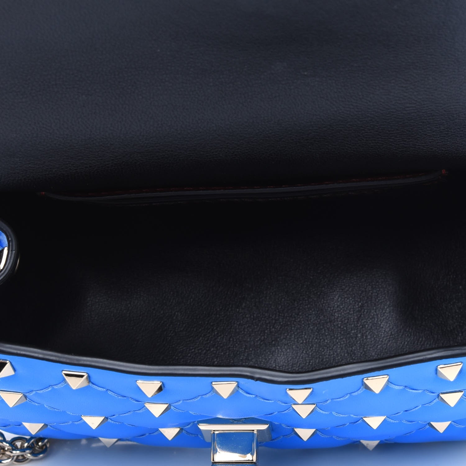 Valentino Garavani Calfskin Micro Rockstud Spike Shoulder Bag Blue Fluo 3 of 3