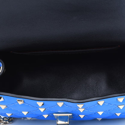 Valentino Garavani Calfskin Micro Rockstud Spike Shoulder Bag Blue Fluo 3 of 3