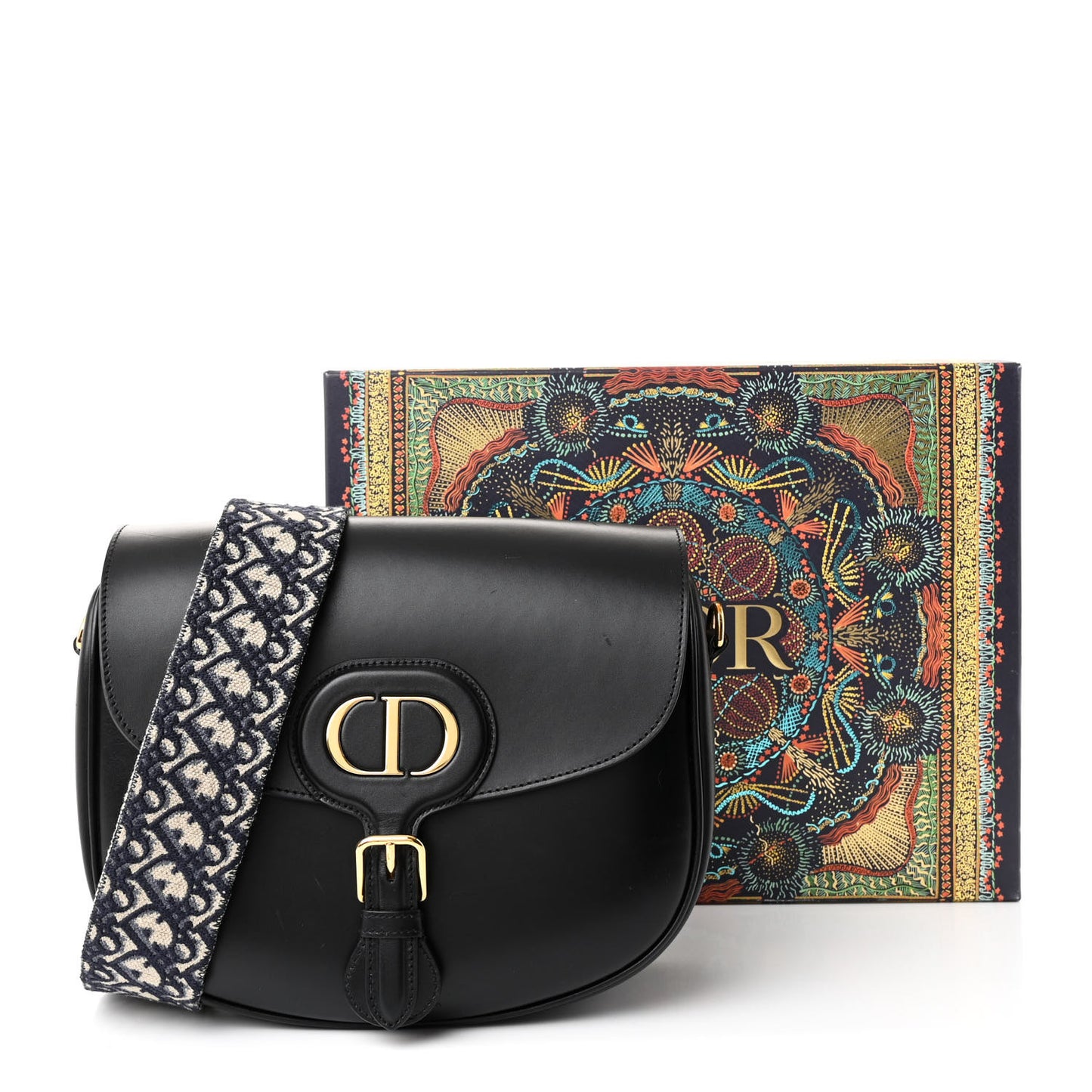 Box Calfskin Large Bobby Flap Black