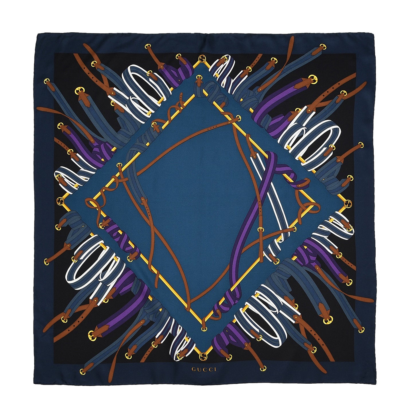 Silk Monogram Belt Print Scarf Blue