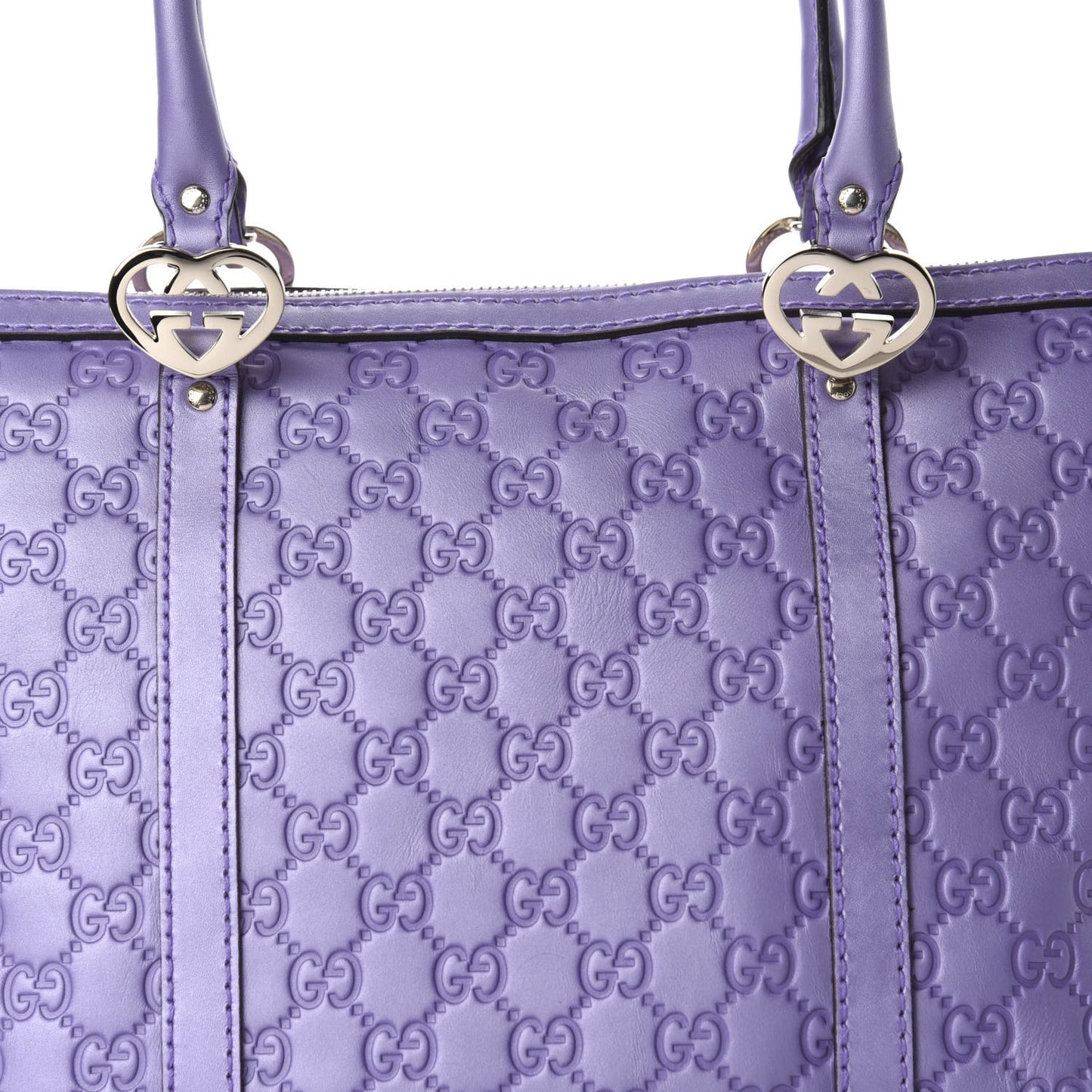 Metallic Guccissima Lovely Heart Tote Purple