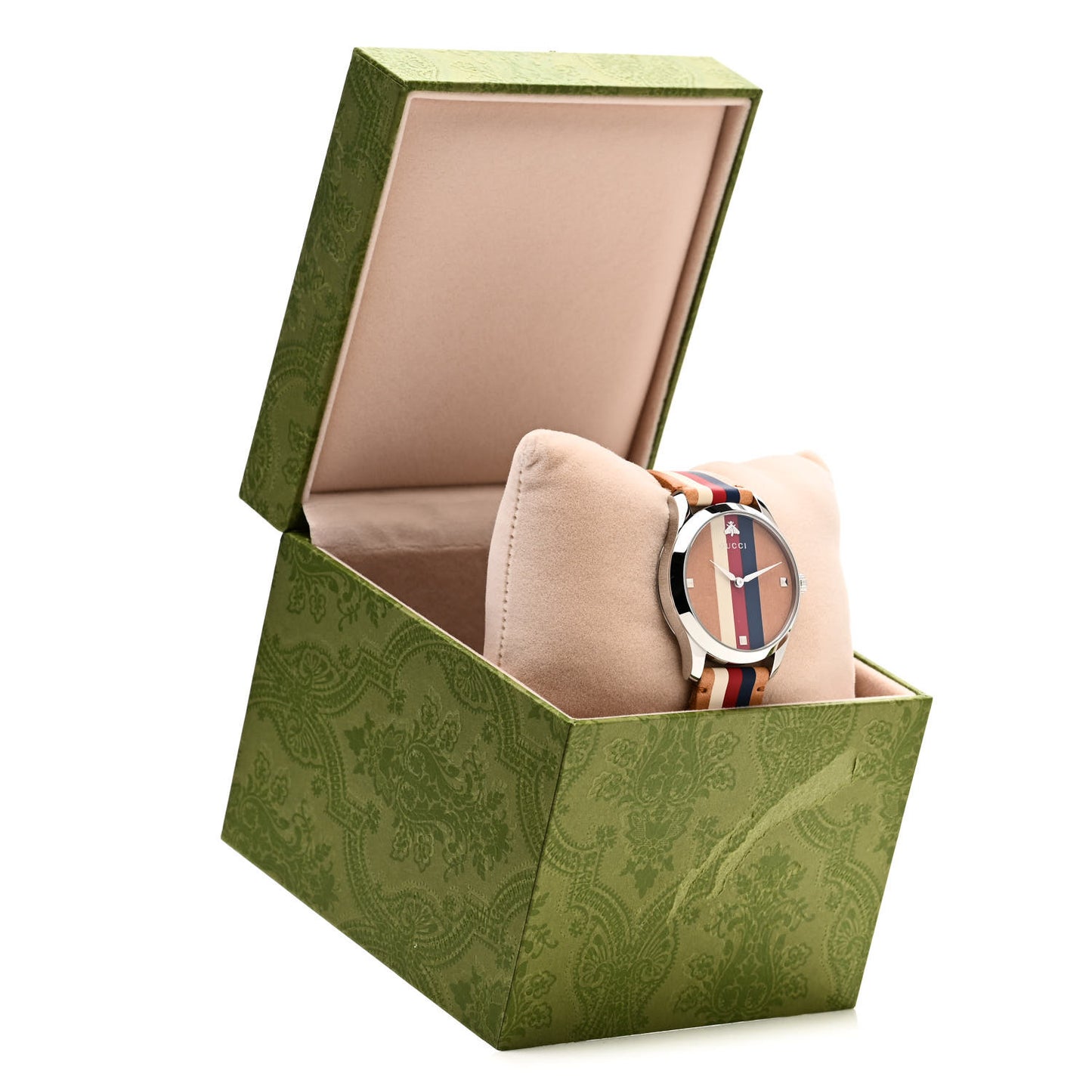 Stainless Steel Calfskin 38mm G-Timeless Stripe Web Quartz Watch Brown