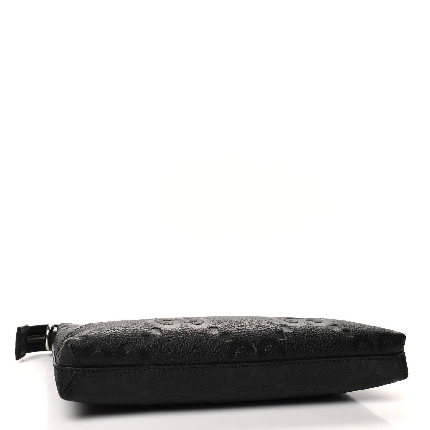 Piuma Calfskin Jumbo GG Embossed Medium Wristlet Messenger Bag Black