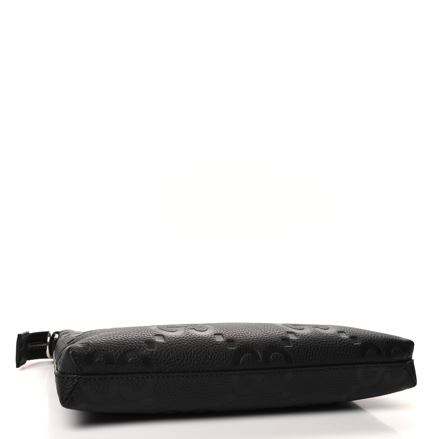 Gucci Piuma Calfskin Jumbo GG Embossed Medium Wristlet Messenger Bag Black 4 of 10
