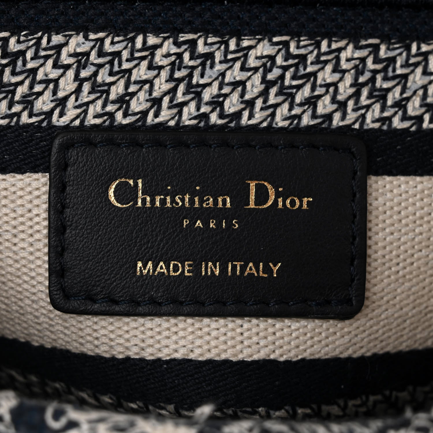 Christian Dior Canvas Toile De Jouy Reverse Embroidered Medium Lady D-Lite Navy 6 of 11