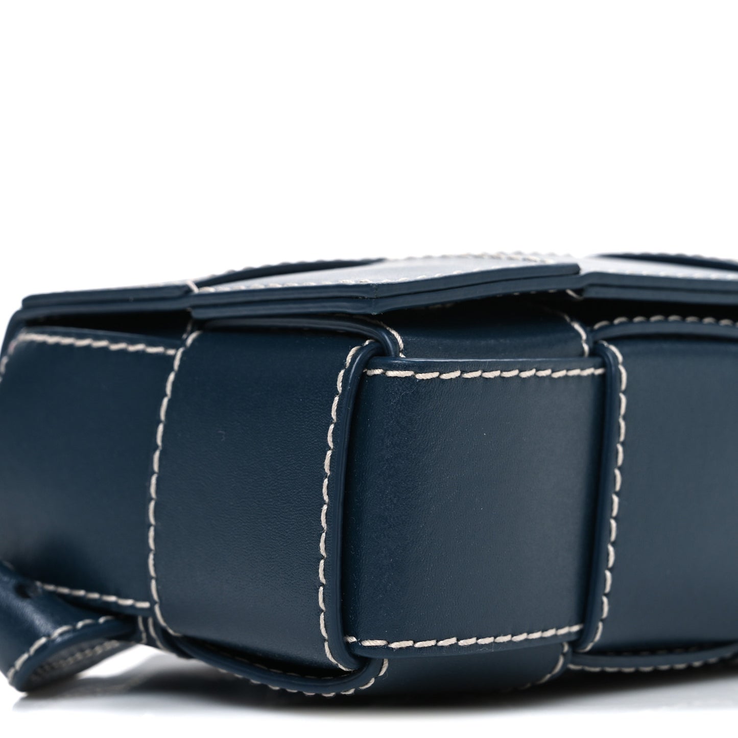 Lambskin Maxi Intrecciato Urban Stitch Mini Cassette Belt Bag Deep Blue