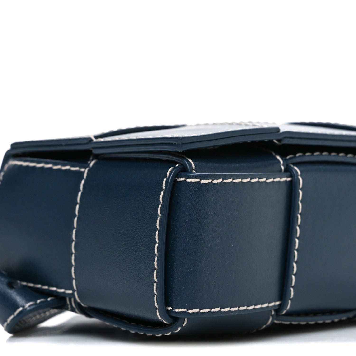 Bottega Veneta Lambskin Maxi Intrecciato Urban Stitch Mini Cassette Belt Bag Deep Blue 10 of 11