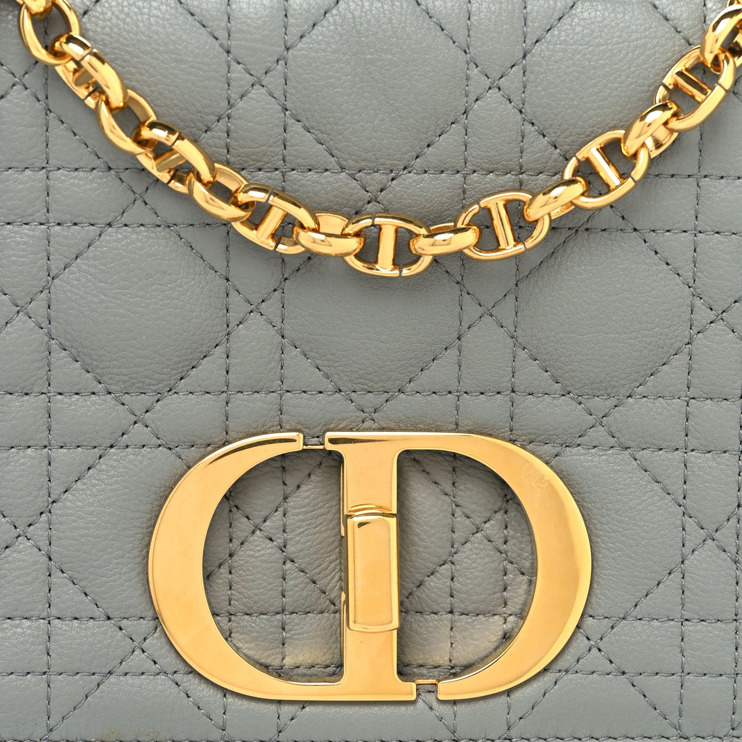 Calfskin Cannage Medium Caro Bag Grey