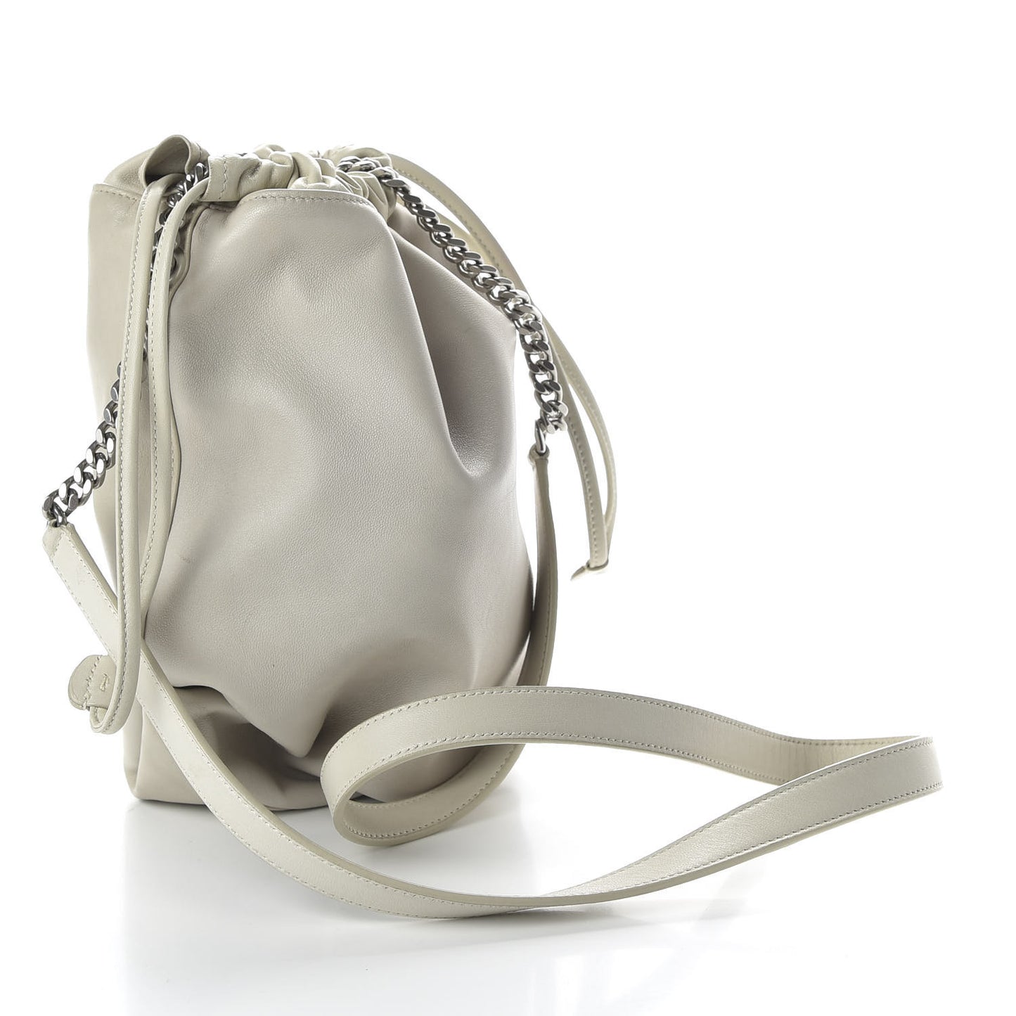Lambskin Small Teddy Bucket Bag White