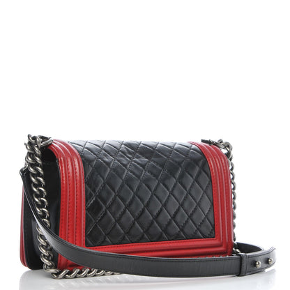 Chanel Lambskin Quilted Medium Boy Flap Black Red 4 of 12
