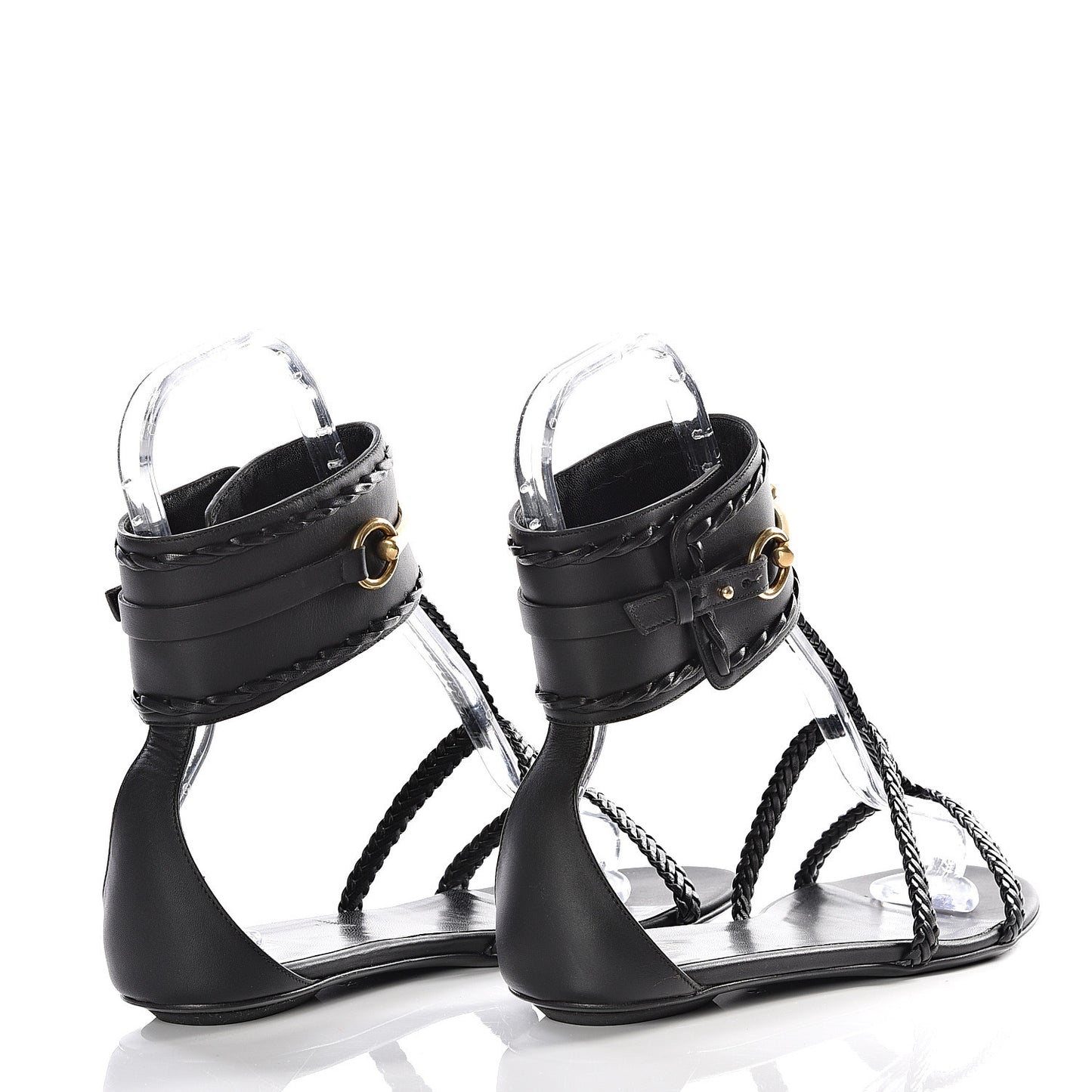 Calfskin Malaga Kid Sandals 39.5 Black