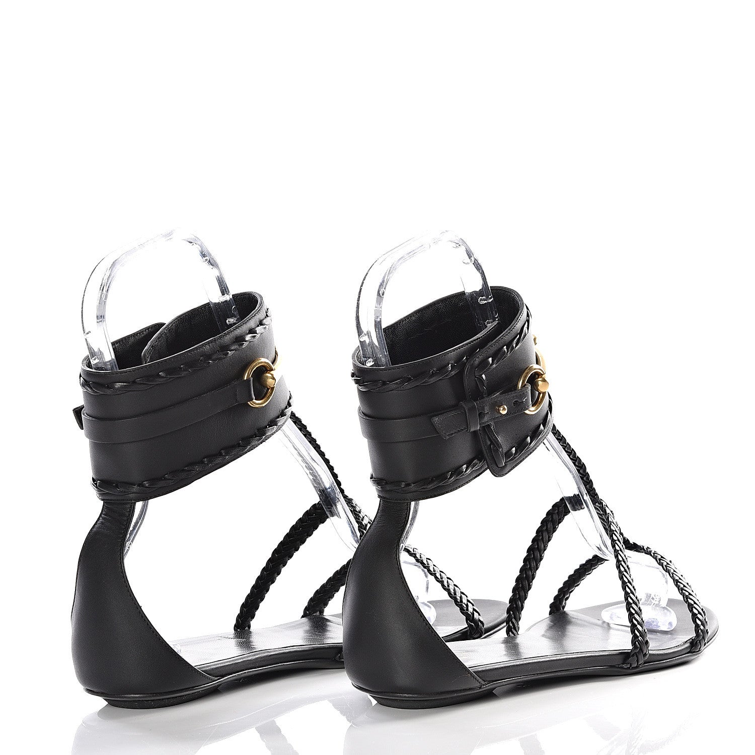 Gucci Calfskin Malaga Kid Sandals 39.5 Black 4 of 14