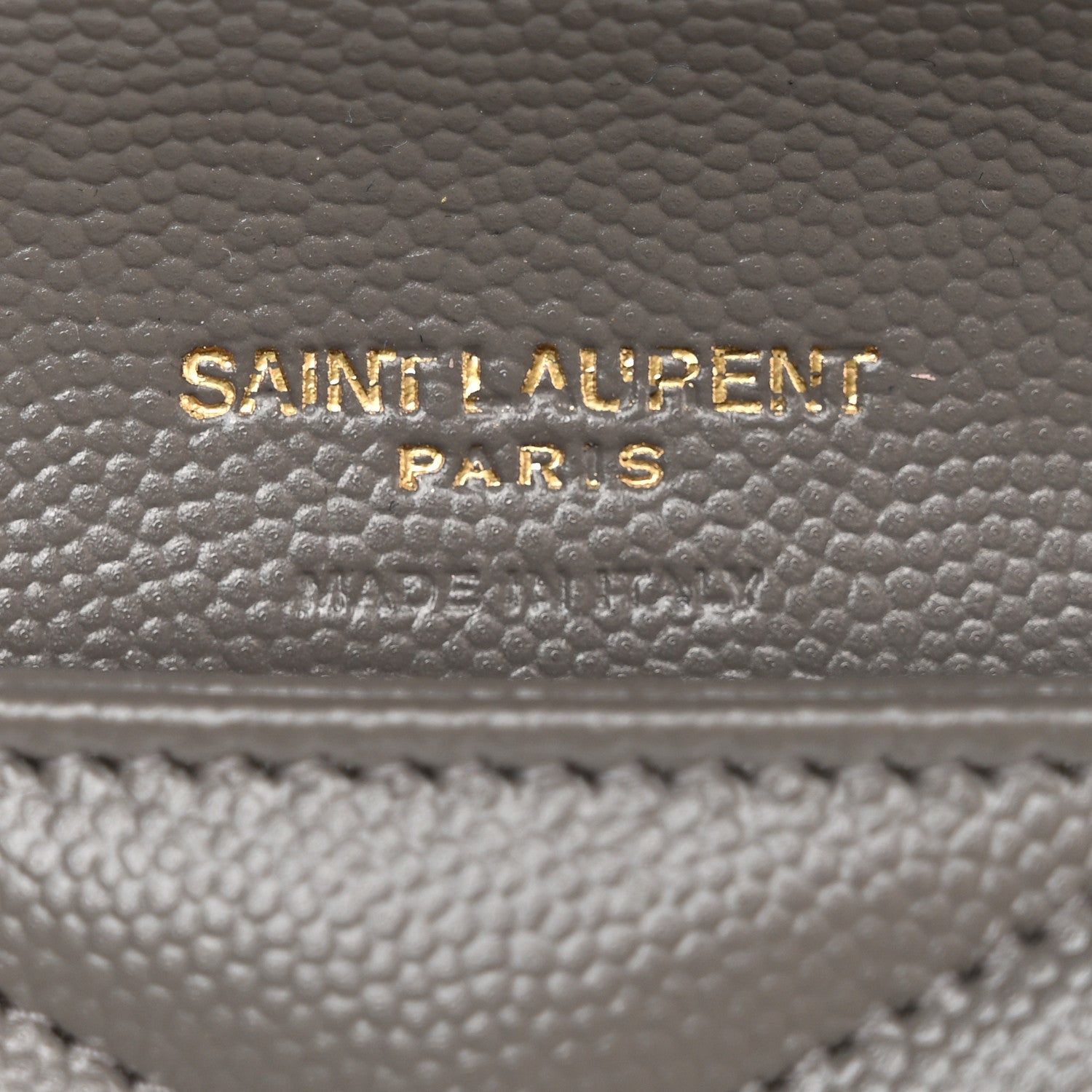 Saint Laurent Grain De Poudre Matelasse Chevron Monogram Envelope Clutch Fog 6 of 8