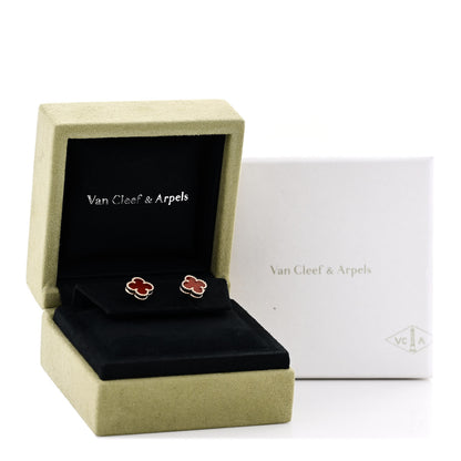 Van Cleef & Arpels 18K Rose Gold Carnelian Sweet Alhambra Earrings 5 of 5