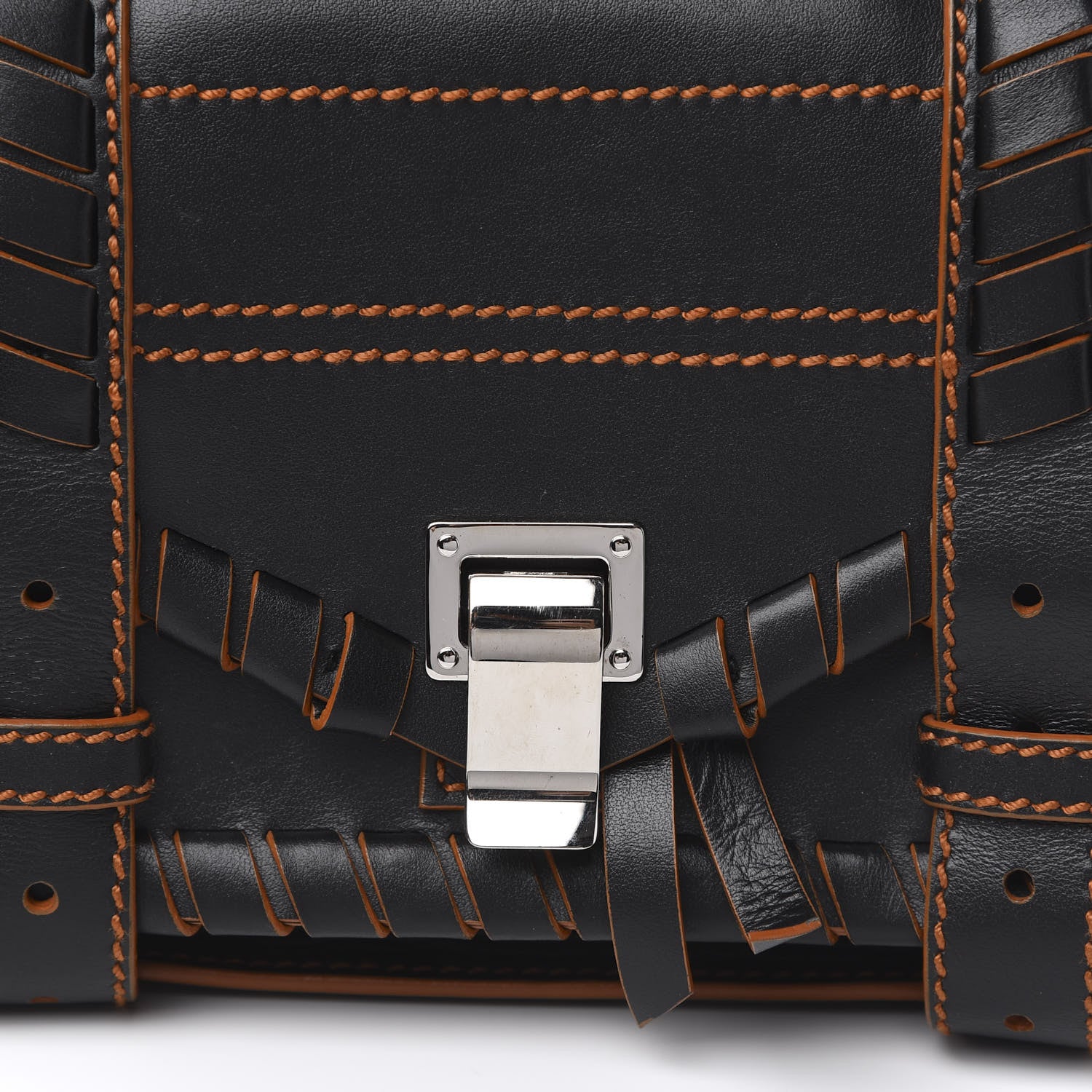 Proenza Schouler Calfskin Tiny Whipstitch PS1 Satchel Black Orange 10 of 11
