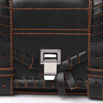 Proenza Schouler Calfskin Tiny Whipstitch PS1 Satchel Black Orange 10 of 11