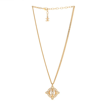 Chanel Crystal CC Pendant Necklace Gold 3 of 6