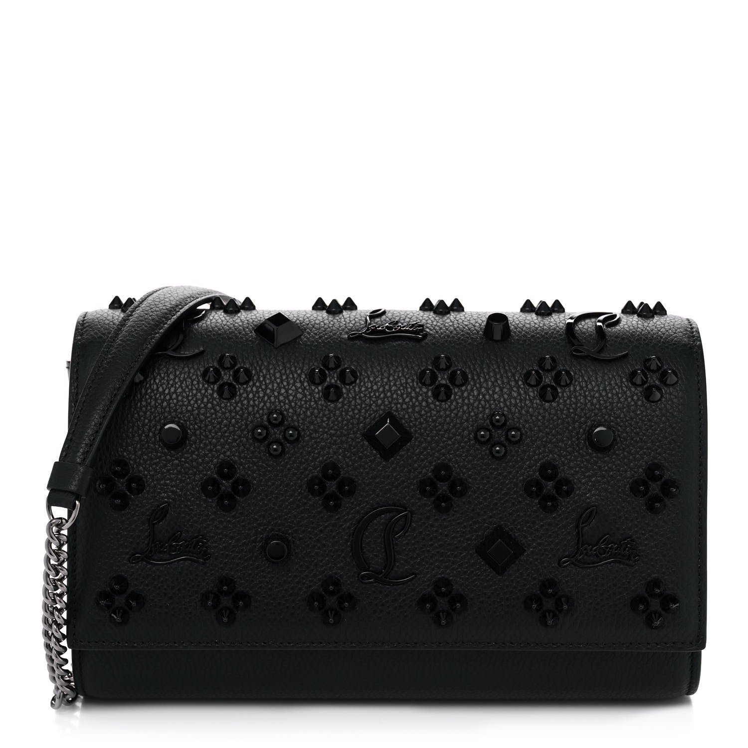 Christian Louboutin Calfskin Spikes Loubinthesky Paloma Clutch Black 1 of 13