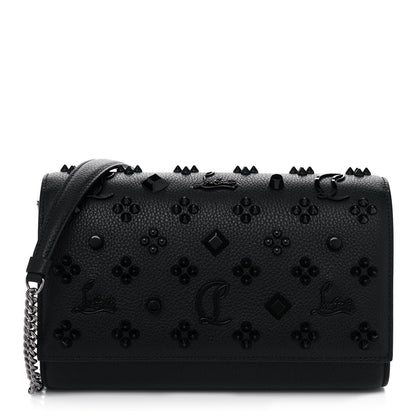 Christian Louboutin Calfskin Spikes Loubinthesky Paloma Clutch Black 1 of 13