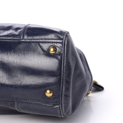 Miu Miu Vitello Shine Top Handle Satchel Bleuette 6 of 9