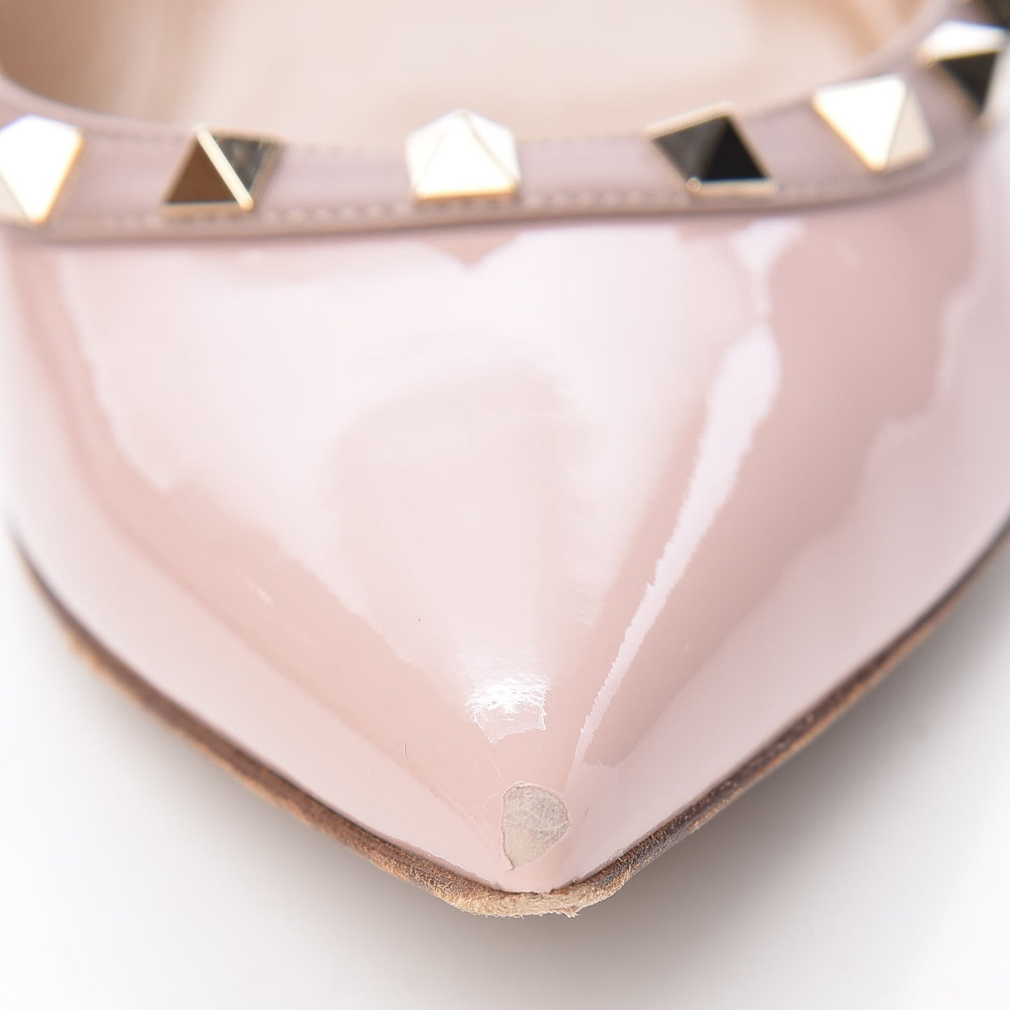 Patent Nappa Rockstud Ballerina Flats 40.5 Water Rose Poudre