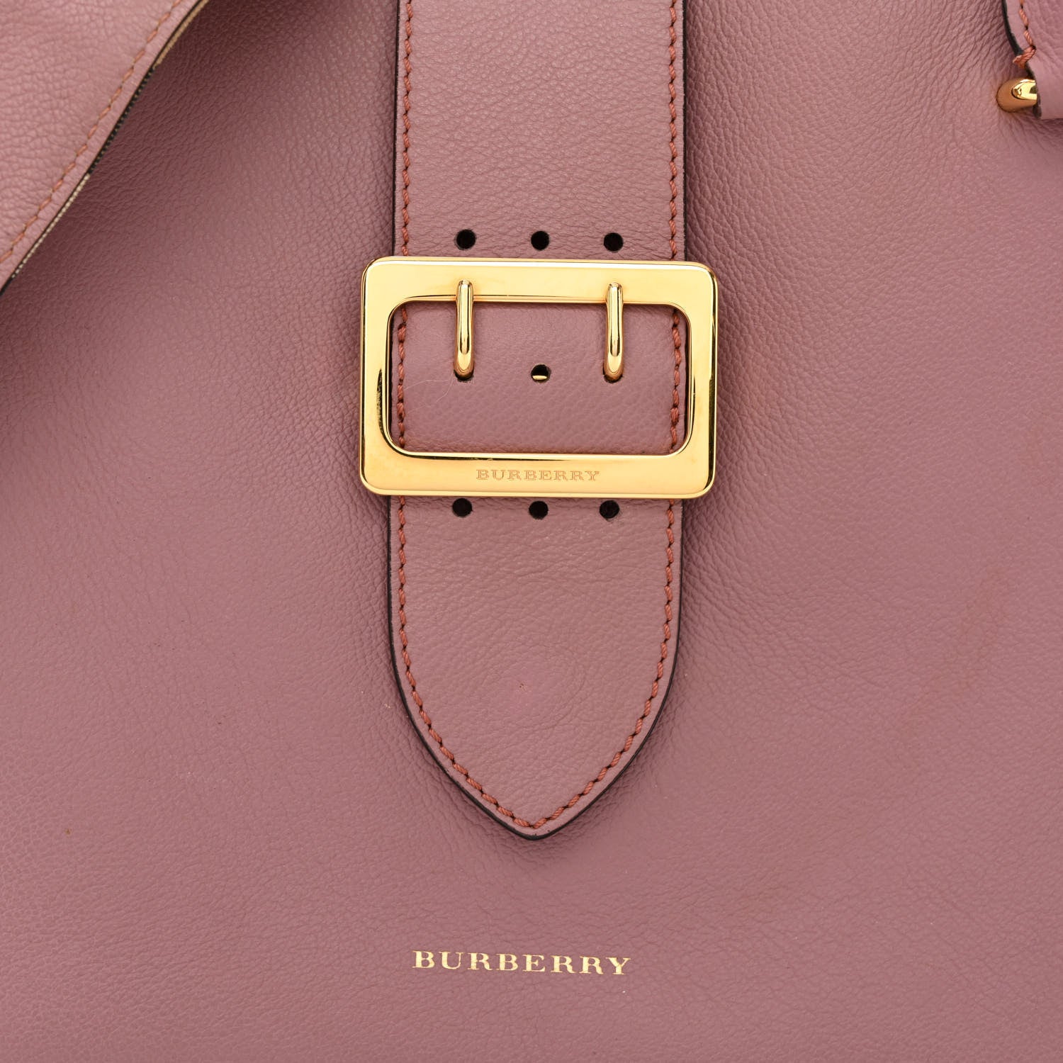 Burberry Soft Grain Calfskin Medium Buckle Tote Dusty Pink 9 of 13